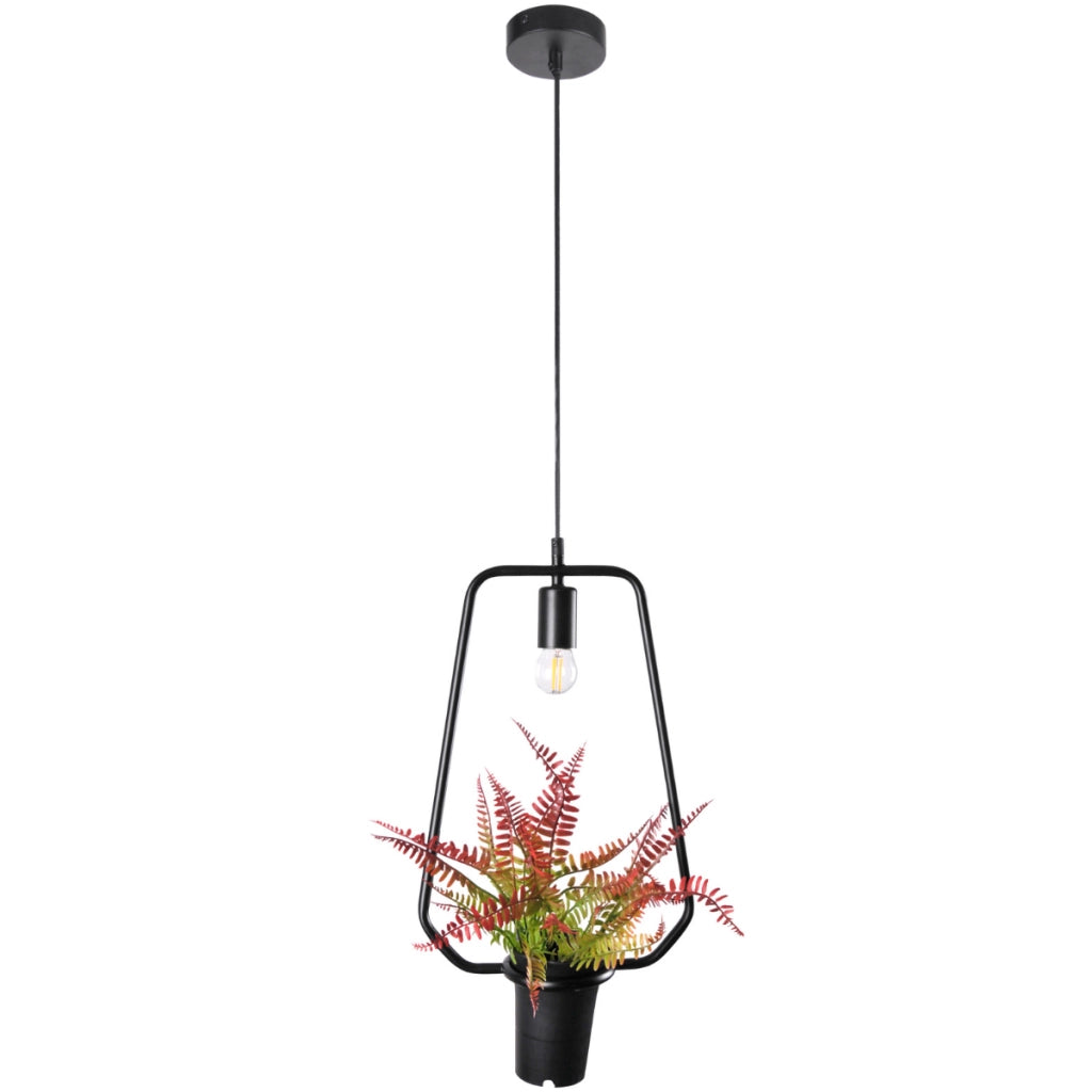 Lampada a sospensione trapezio nera E27 Soren Polux