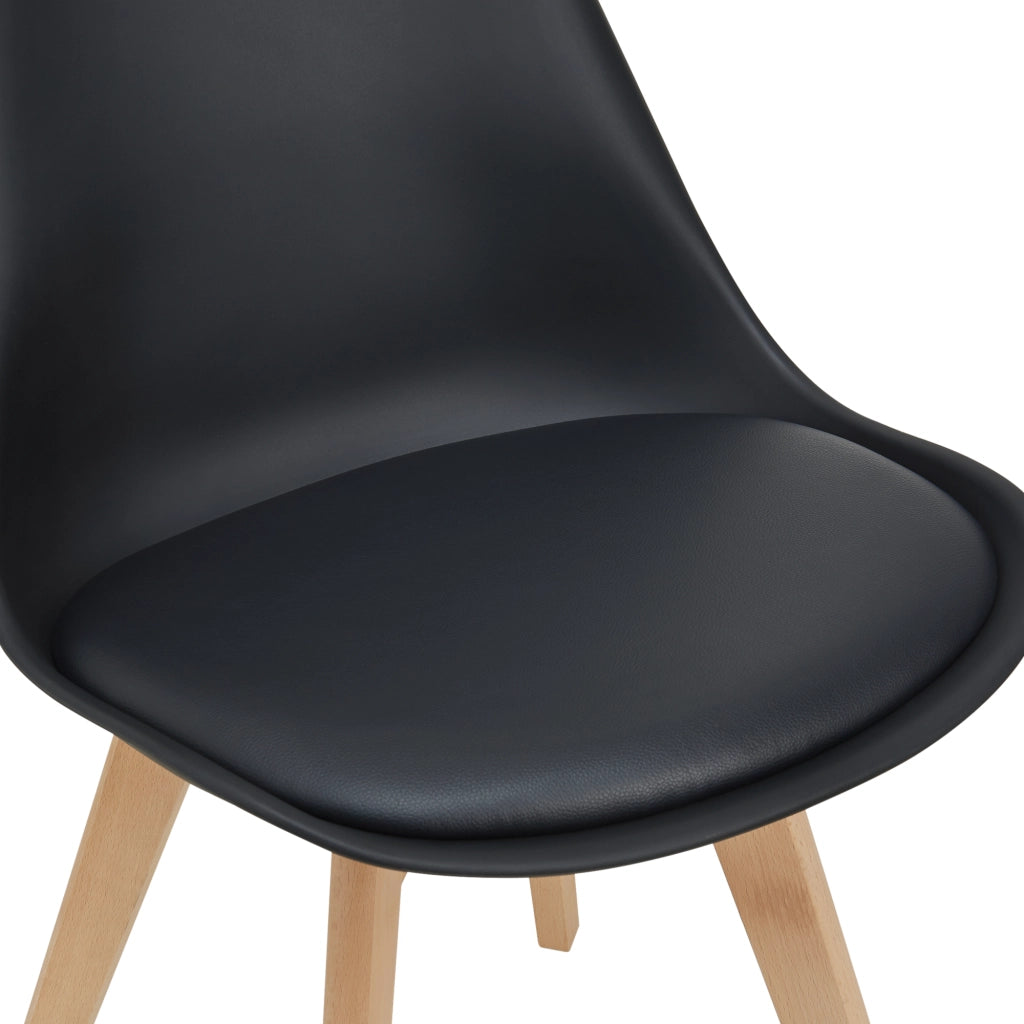 Set Fläten di 6 Sedie da Sala con Seduta Imbottita Rivestimento in Similpelle Nero [en.casa]