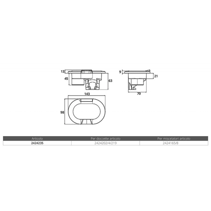 CONTENITORE DOCCETTA E MISCELATORE SHOWER AND MIXER BOX