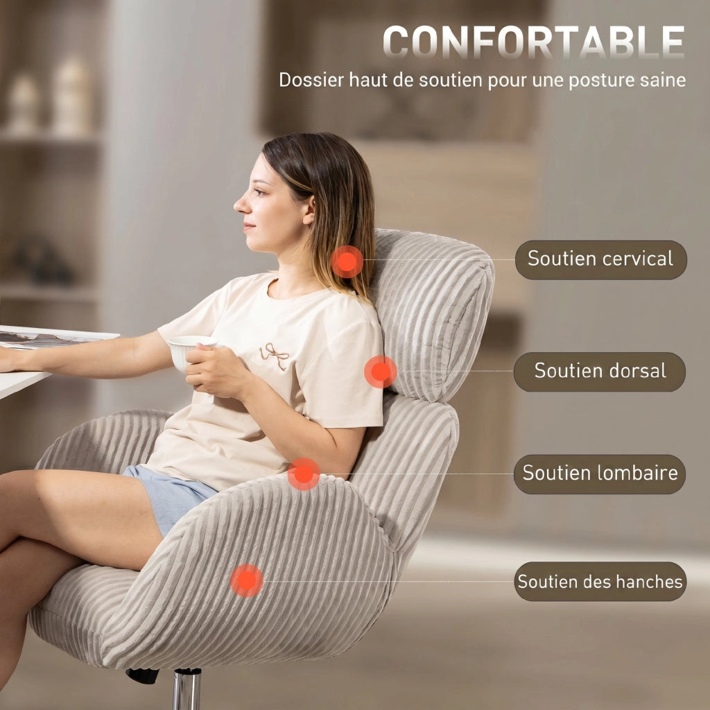 Sedia da ufficio ergonomica in velluto ¨C zephmum ¨C grigio