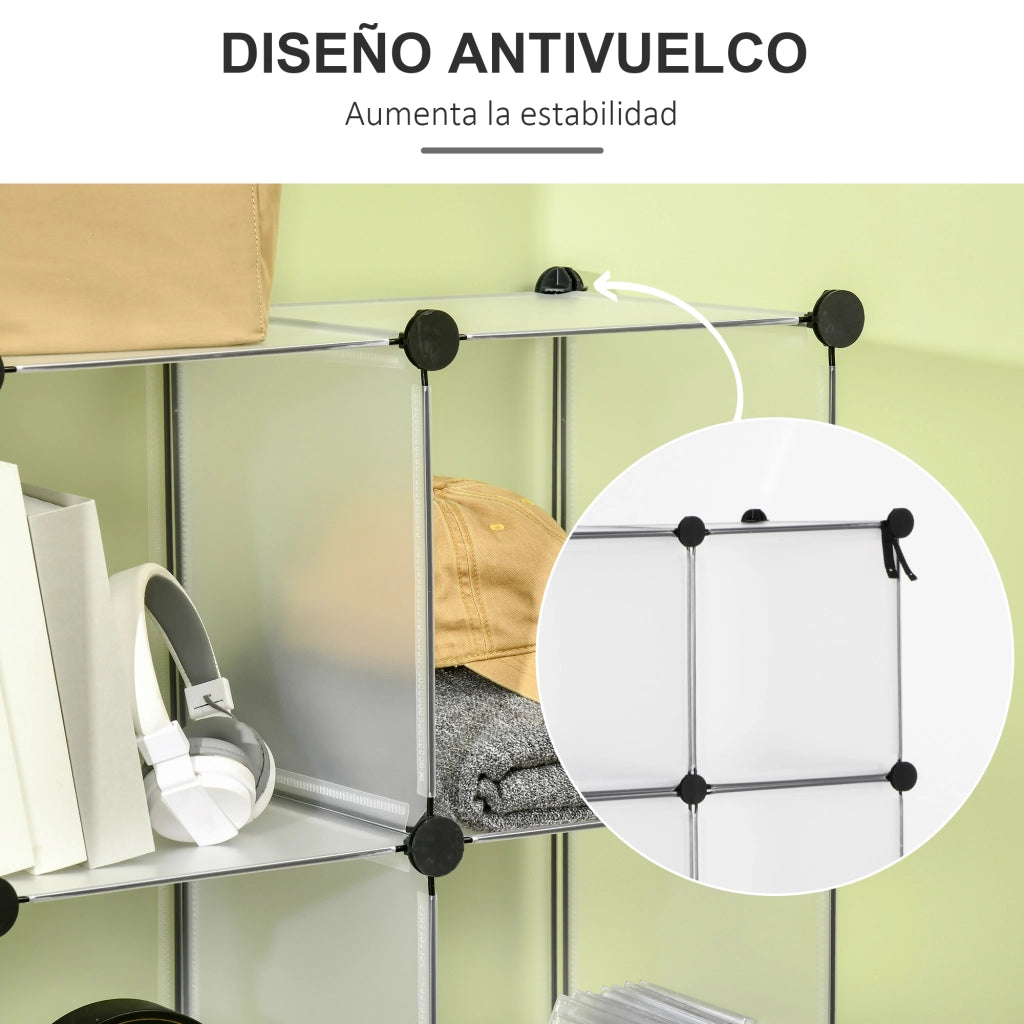 Armadio Scarpiera Plastica con 16 Cubi ¨C Minimal ¨C 125x32x125 cm Trasparente