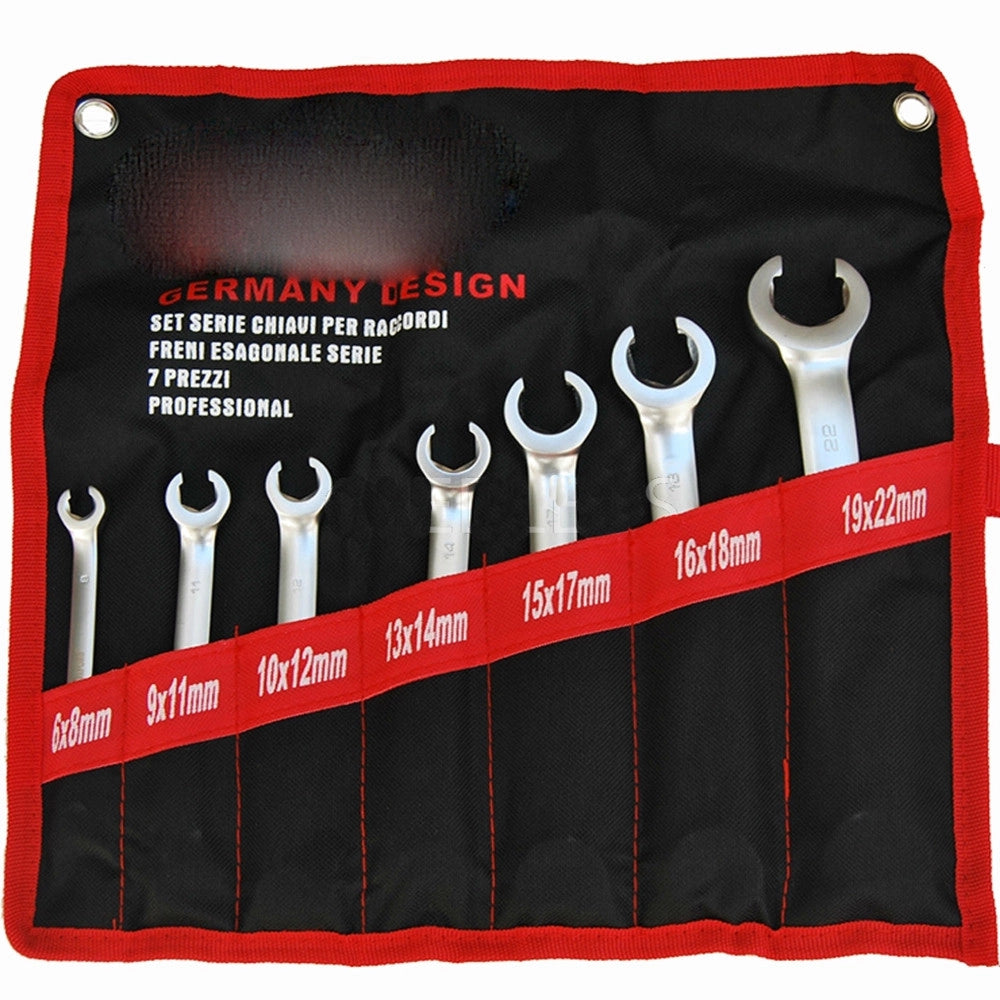 Trade Shop - Serie Set Kit 7 Chiavi Esagonali Per Raccordi Tubi Freni Auto Acciaio 6 - 22mm -