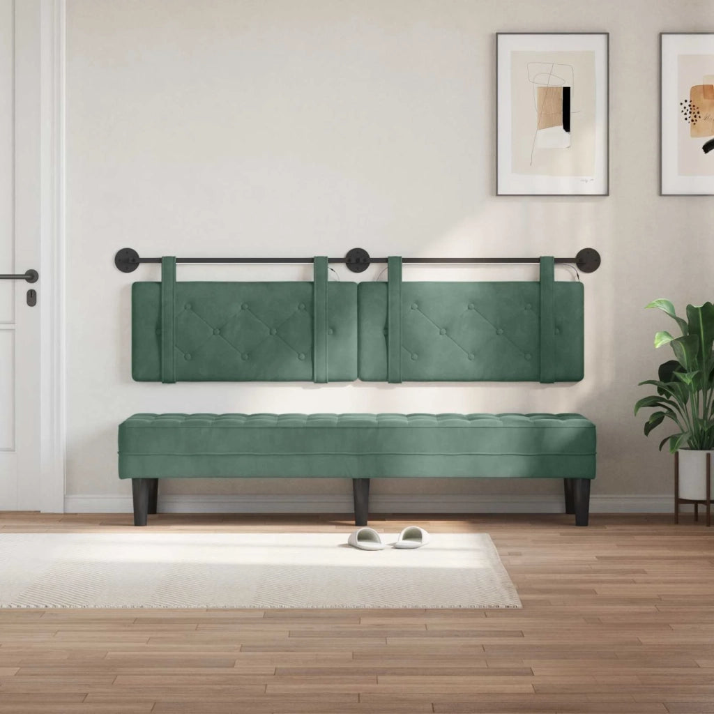 Testiera | Testata sospesa Con luce LED Verde Mare Velluto