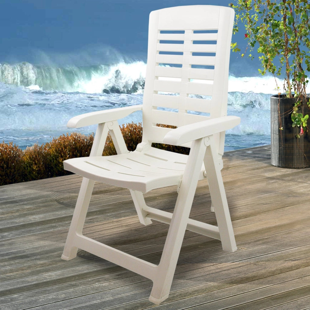 MAURY'S POLTRONA PIEGHEVOLE YUMA IN RESINA A 5 POSIZIONI IN COLORE BIANCO 60 X 61 X 109 CM