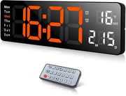 Wandklok digitale 13 pollici, grande orologio LED a parete, sveglia digitale con telecomando, indicazione dell'ora e conto alla rovescia, data, settimana, temperatura, calendario digitale per camera da letto e soggiorno