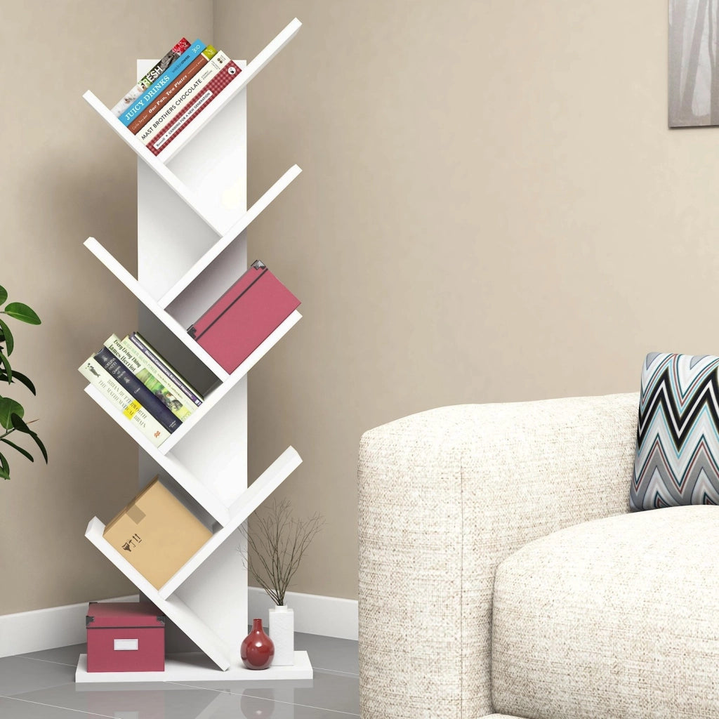 Libreria in legno "Hitit" - 46 x 22 x 128 cm - Bianco