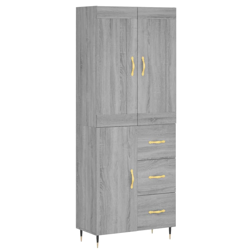 Buffet credenza cassettiera armadio mobile contenitore organizer cucina soggiorno salotto rovere Sonoma alto 69,5 x 34 x 180 cm legno ingegnerizzato grigio 02_0035623