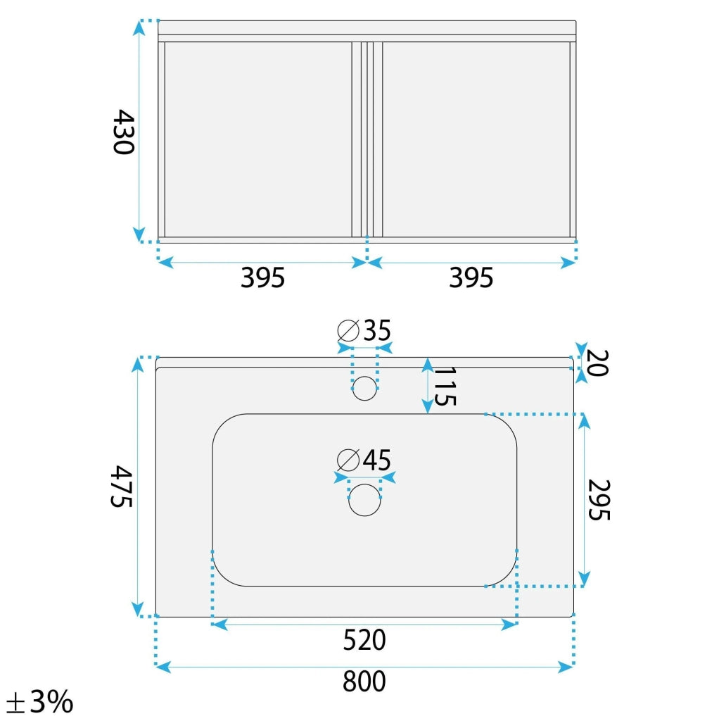 Set Di Mobili Da Bagno Con Lavabo Gama T25023 Kjm 80cm