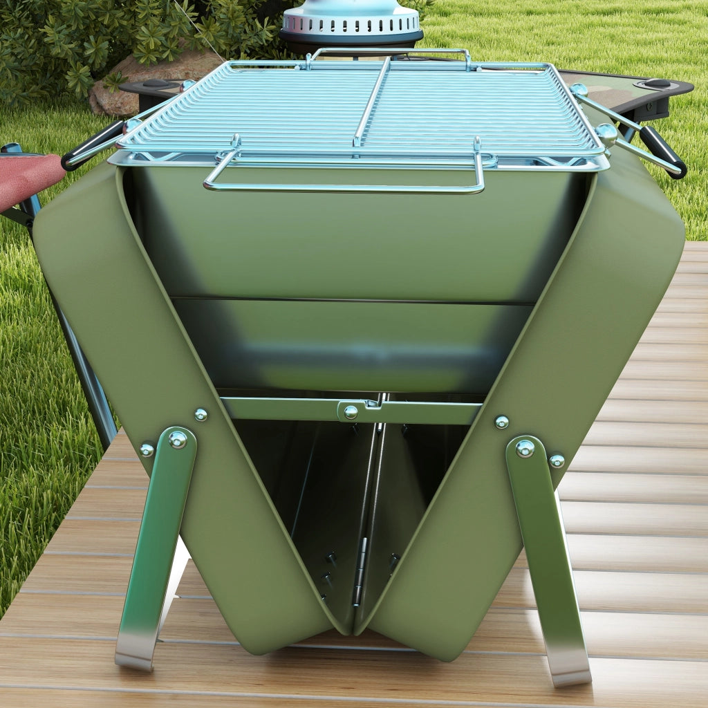 Grill da viaggio pieghevole ¨C Zephmum ¨C Griglia a carbonella, verde