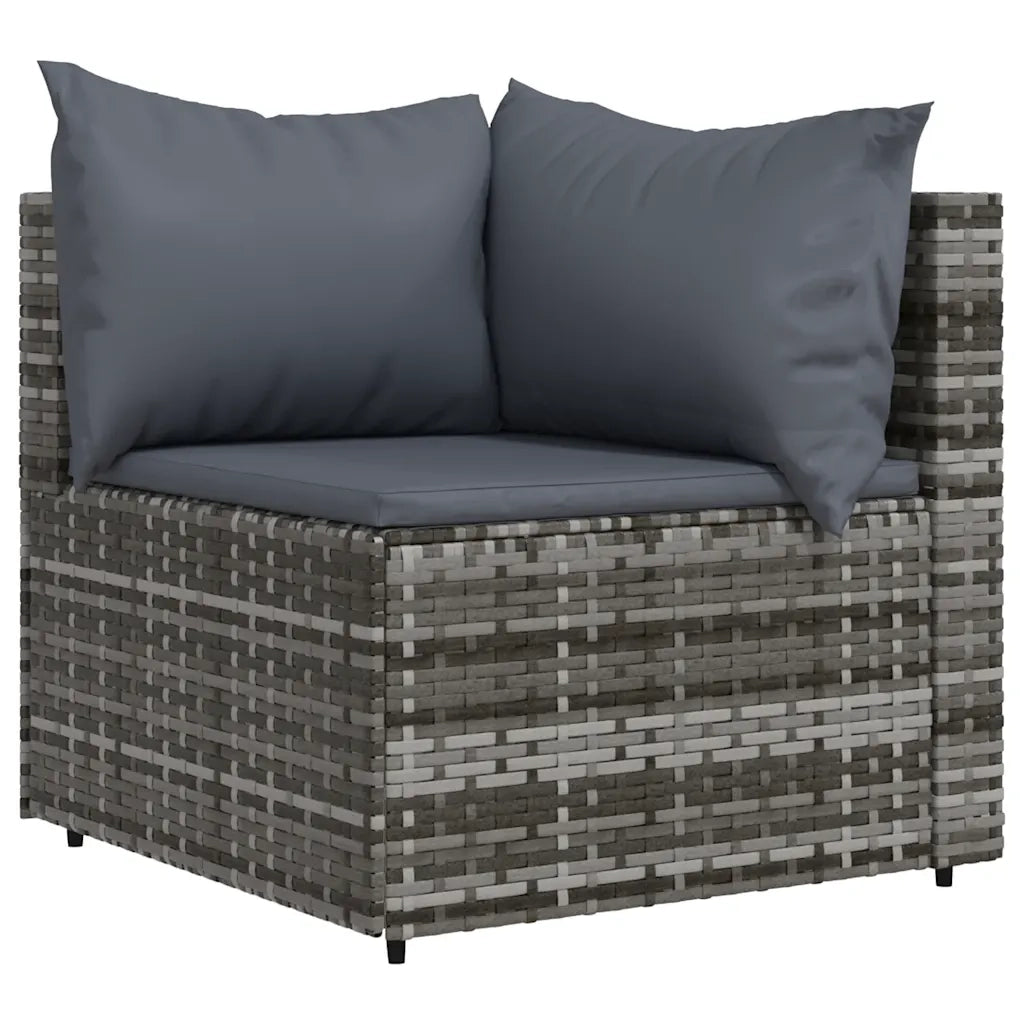 Set Divani da Giardino 3 pz con Cuscini in Polyrattan Grigio 319766