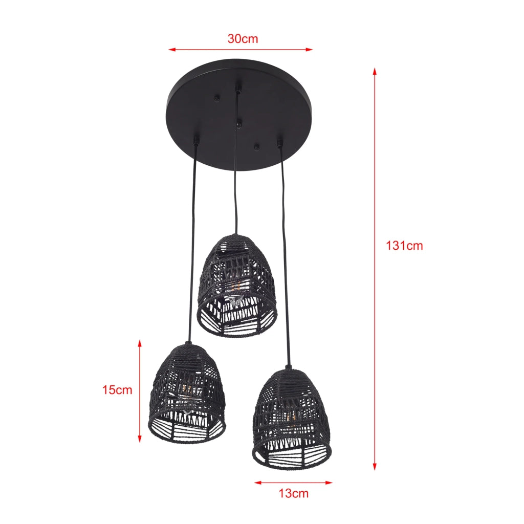 Lampada da terra da 131 cm con 3 attacchi E14 nera 03_0010727