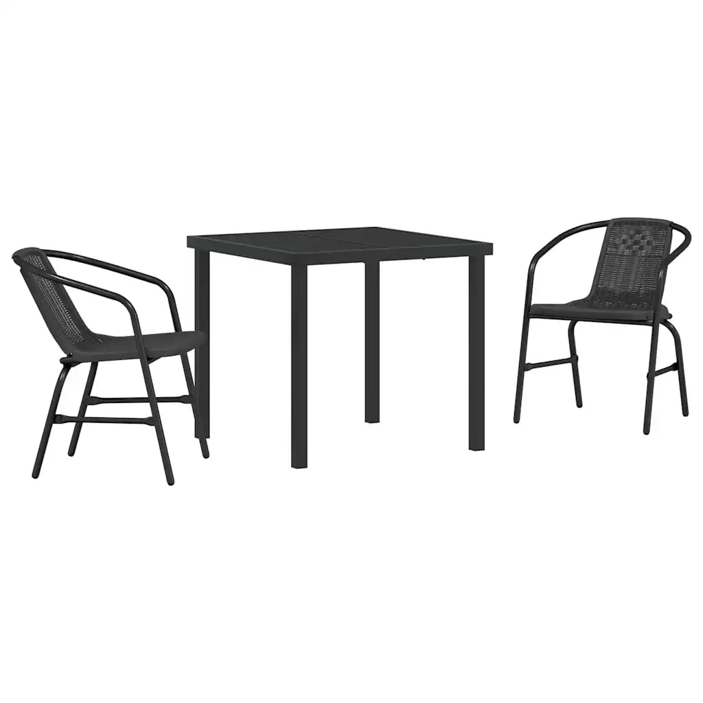 Set da Pranzo per Giardino 3 pcs Nero 3379380