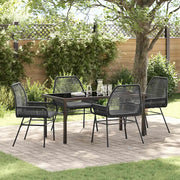 Set da Pranzo per Giardino con cuscino 5 pcs Nero polyrattan