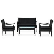 Set Divani da Giardino 4 pz con Cuscini in Polyrattan Nero 45788