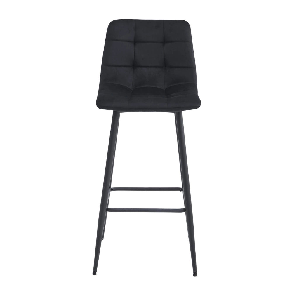 Set di 2 Sgabelli Bar Arceto in Velluto Nero