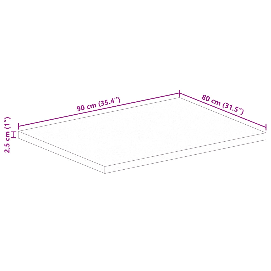 Piano Tavolo 90x80x2,5 cm Rettangolare in Massello di Recupero 371080
