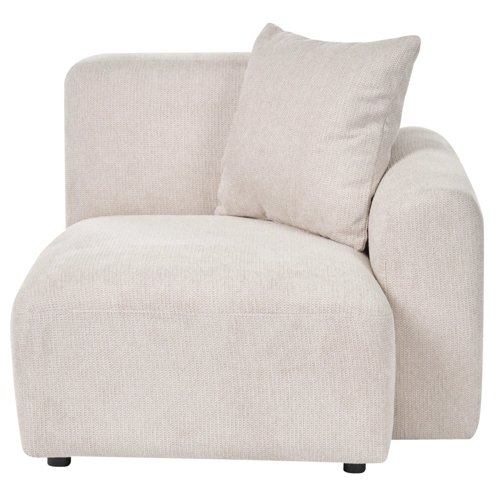 Divano modulare a 3 posti con disposizione a destra, tessuto idrorepellente, divano angolare beige chiaro lato destronsalotto moderno