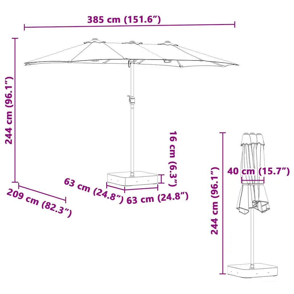 Ombrello da giardino Verde 385 x 209 x 244 cm 42003276