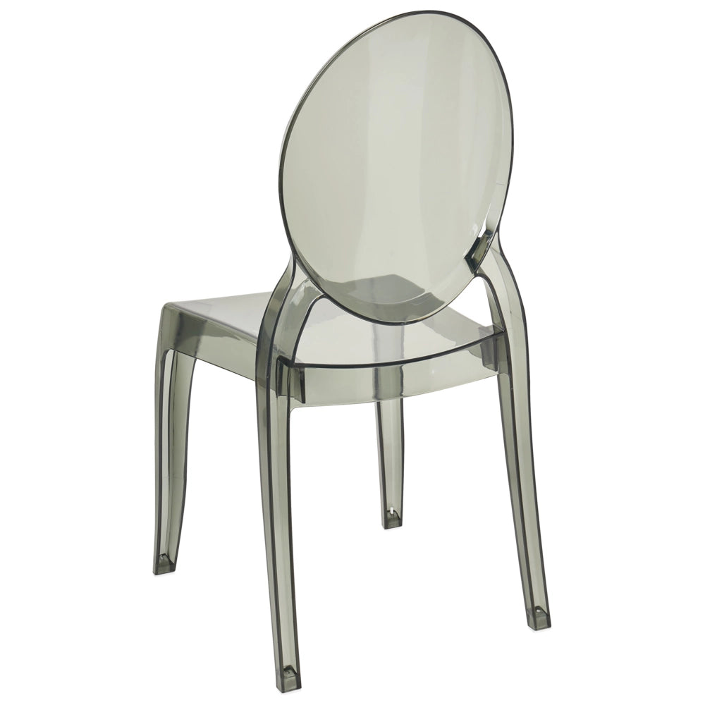 Set di 4 sedie da pranzo nere trasparenti in materiale sintetico con schienale solido senza braccioli impilabili dal design moderno vintage