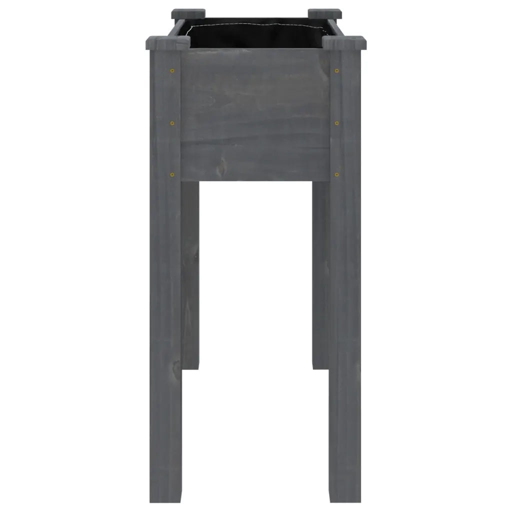 Fioriera | Cassetta per fiori | Vaso con Fodera Grigia 71x37x76 cm Legno Massello di Abete