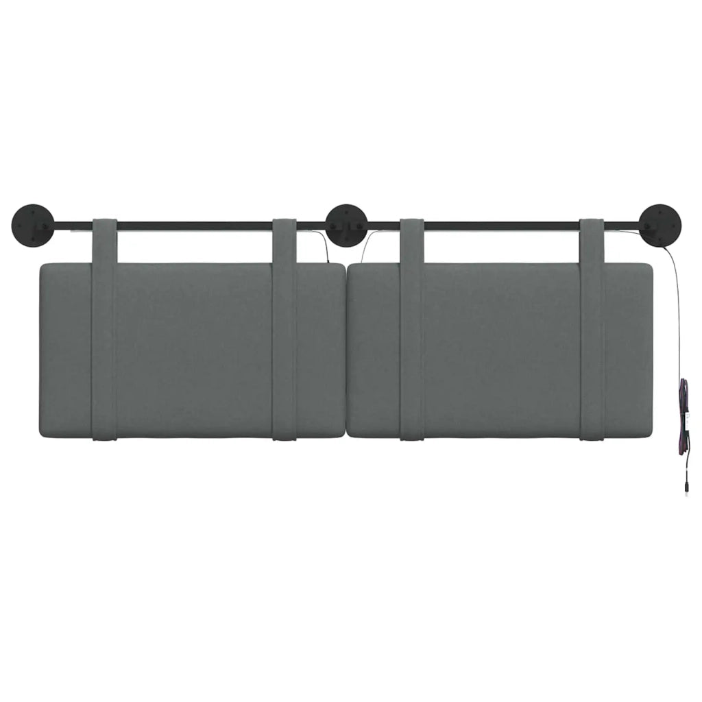 Testiera sospesa Con luce LED Grigio Scuro Tessuto 3423908