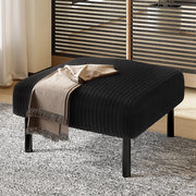 Pouf in corduroy con struttura in metallo, nero, compatto e versatile