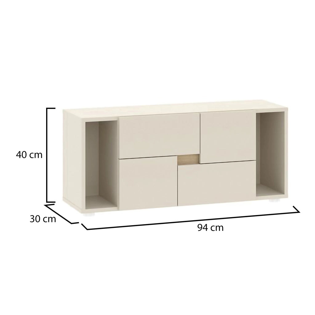 Lamimoli, Cassettiera 2 Cassetti, 94x30x40h cm Beige Cashmere