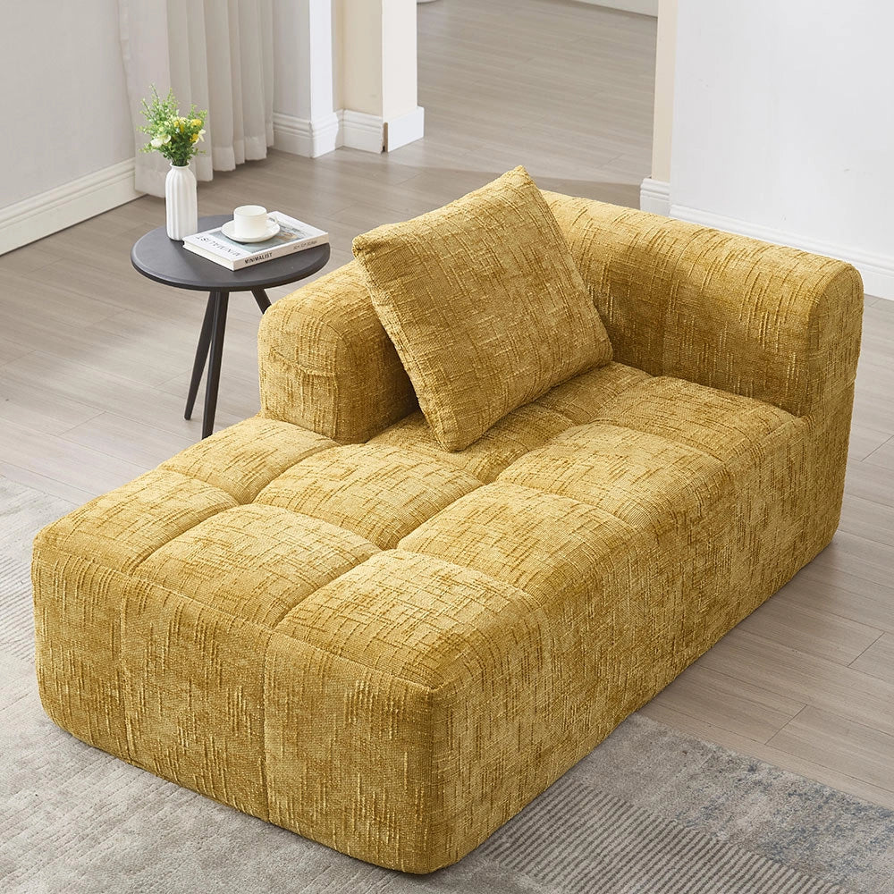 Chaise longue - Xylo - pronto uso con tasche laterali giallo