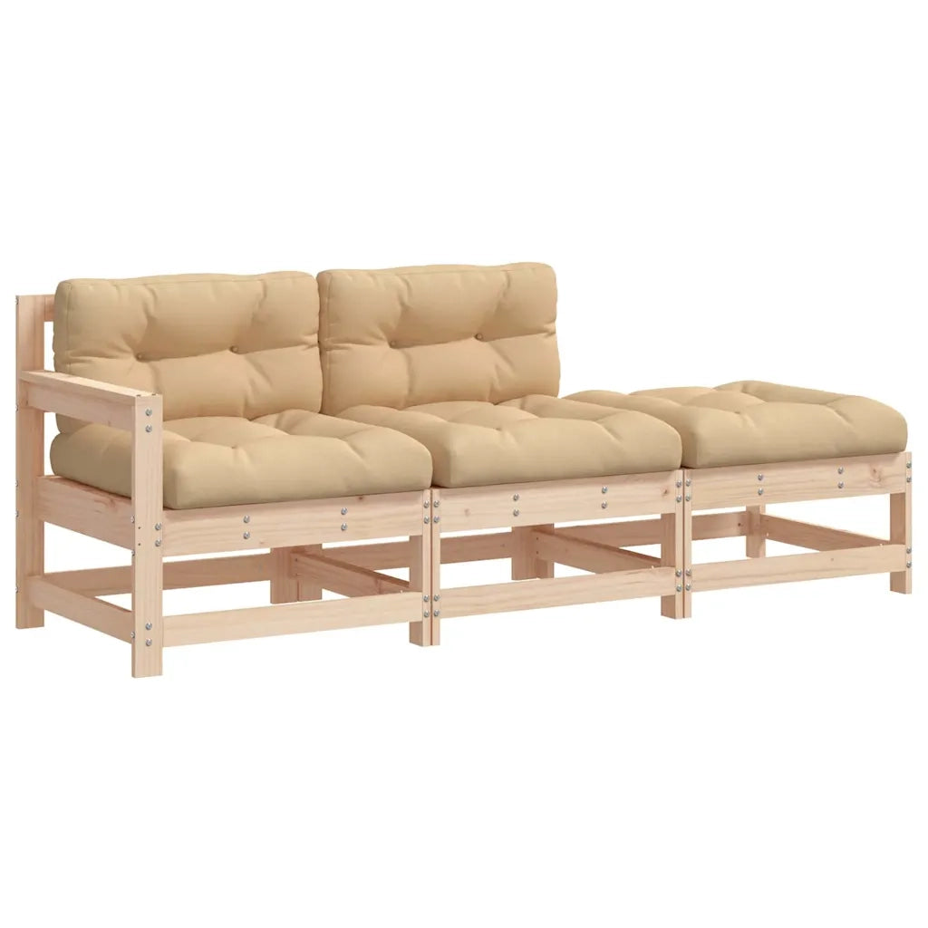 Set Divani da Giardino 3 pz con Cuscini in Legno Massellocod mxl 83187