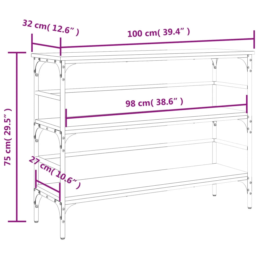 Tavolo Consolle | Tavolo d'Ingresso Grigio Sonoma 100x32x75 cm in Legno Multistrato