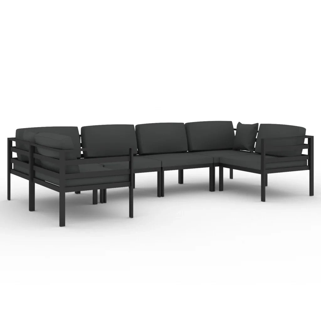 Set Divani da Giardino 6 pz con Cuscini in Alluminio Antracite