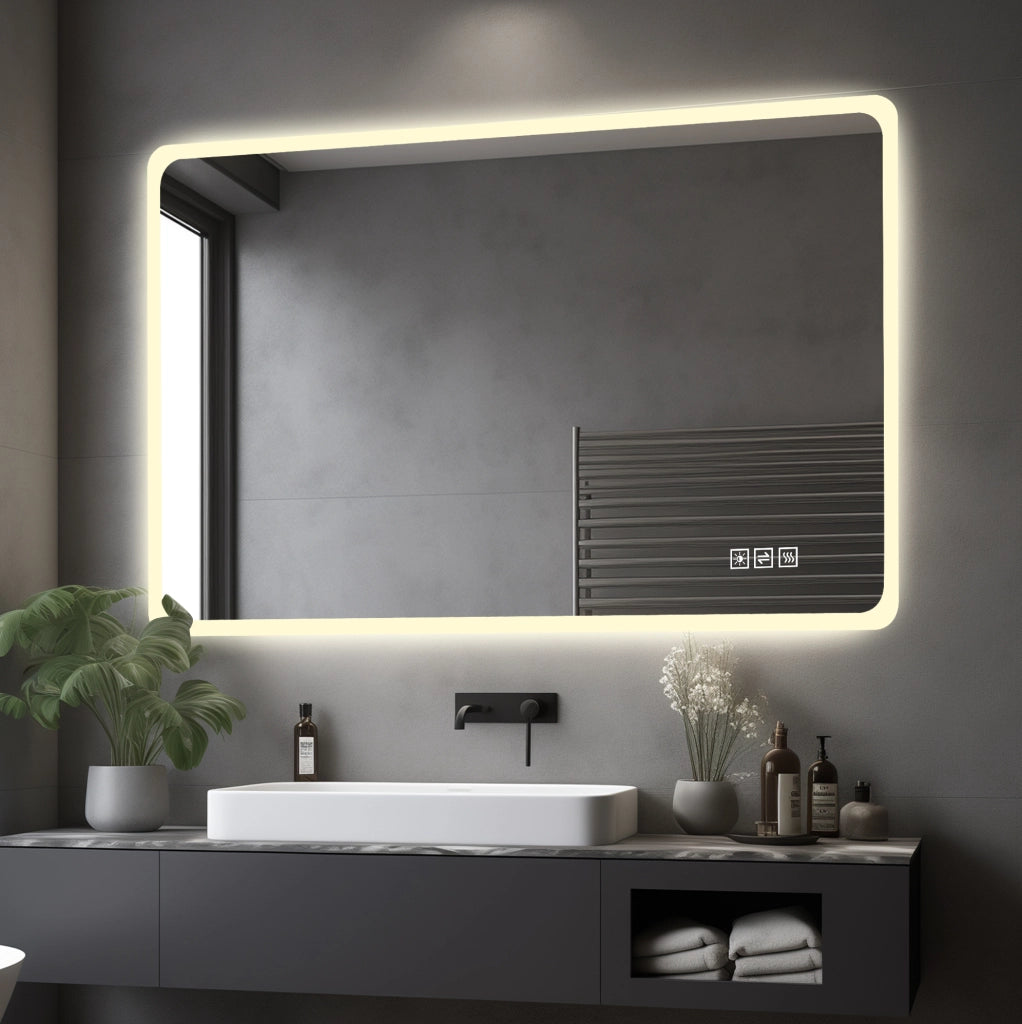 Specchio LED da bagno 60x100 cm argento, antiappannamento, orizzontale o verticale