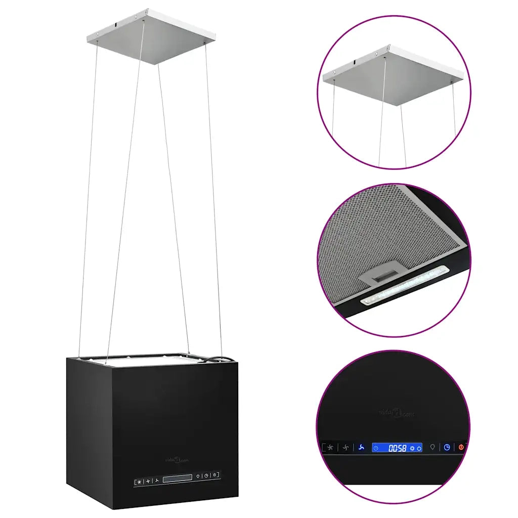 Cappa da Cucina ad Isola Sospesa LCD-Cappa a Isola Sensore 37 cm in Acciaio