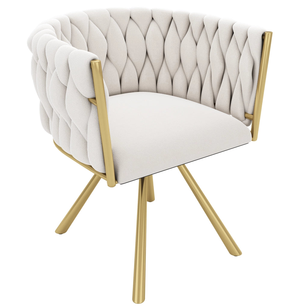 SEDIA Girevole Set da 2 pezzi in Velluto Beige e Oro