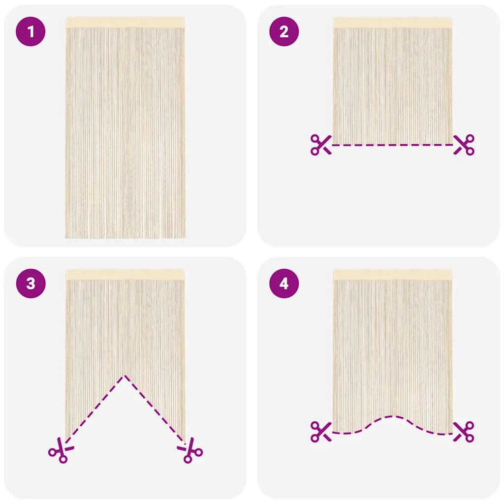 2 Pz Tende a Fili 140x250 cm Crema 132403