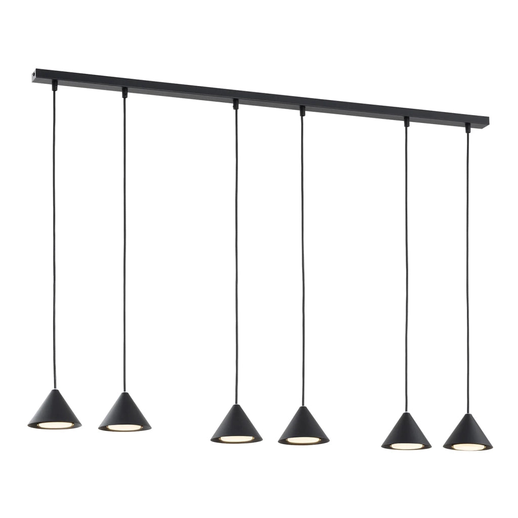 Sospensione Minimal Skadi 6 Luci In Acciaio Nero