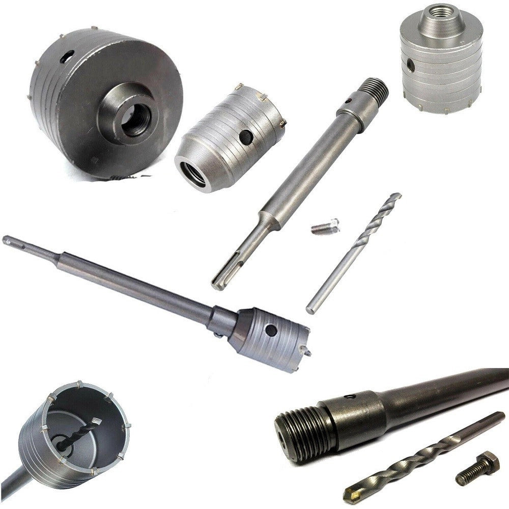 Trade Shop - Fresa Carotatrice A Tazza Per Muro Da 30mm A 130mm + Asta Da 35 Cm Sds Plus -       130 Mm