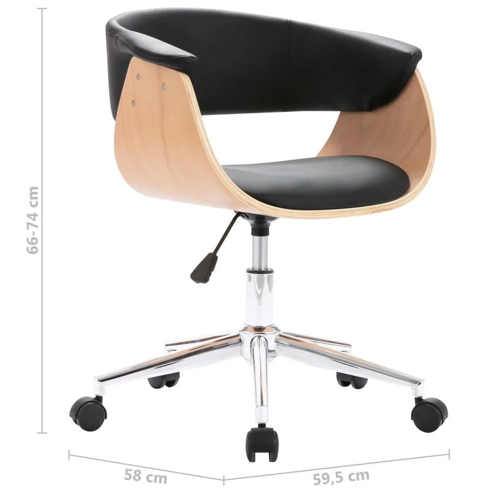Sedia da Ufficio | Sedia da Gaming Girevole Nera in Legno Piegato e Similpelle
