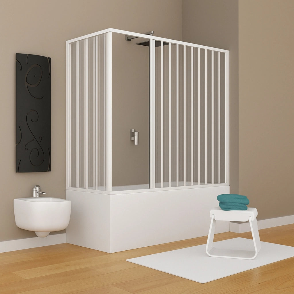 Box vasca estensibile a soffietto in pvc bianco con apertura centrale *** misure 70x170 cm, confezione 1