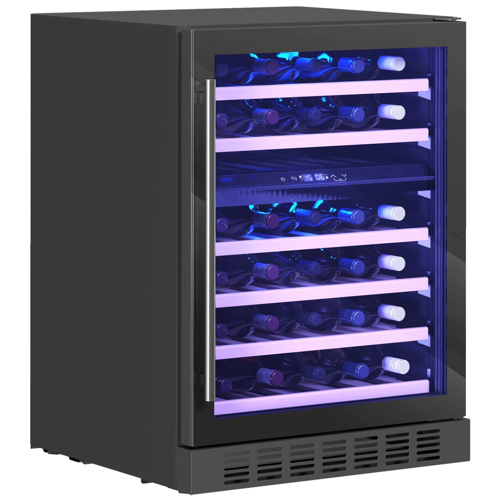Cantinetta Vino Doppia Temperatura 5¨C18 ¡ãC 46 Bottiglie 131L con Porta in Vetro Temperato Triplo. Nero