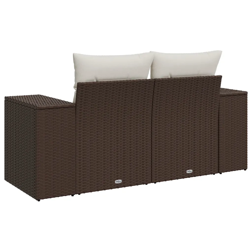 Divano da Giardino a 2 Posti con Cuscini in Polyrattan Marrone 366223