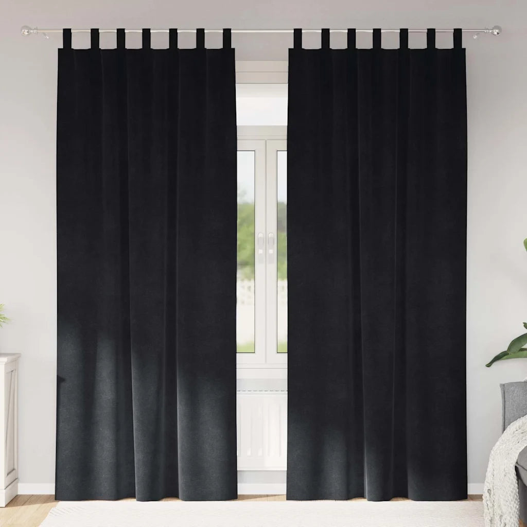 Tende Oscuranti | Tende Blackout 2 pz Nero 140 x 245 cm Velluto