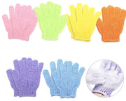 Set di guanti esfolianti per 6 paia, guanti da doccia, set di spugne esfolianti, guanti esfolianti per bagno, doccia, spa, corpo, massaggi, rimozione della pelle morta (rosa, blu, verde, giallo, viola)