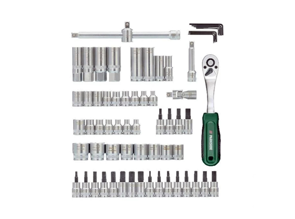 Set Chiave a Bussola PARKSIDE 65 Pezzi Brugola Giunto Cardanico Cricchetti In valigetta - Prodotto esposto in negozio