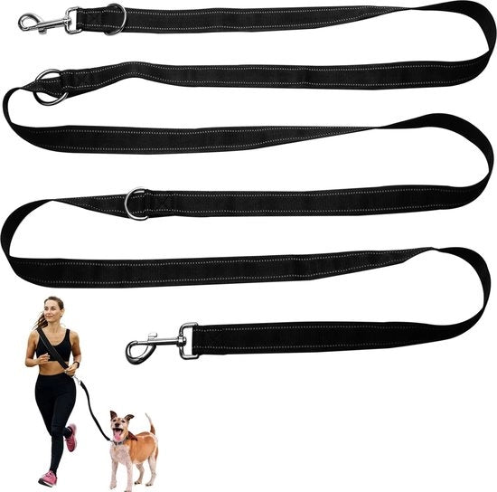 Cinturone per cani adattabile, 3 m cinturone riflettente con richiamo, cinturone per cani con 2 ganci da carabina, cinturone in nylon per allenamento, doppio cinturone per cani piccoli e medi, per corsa e allenamento