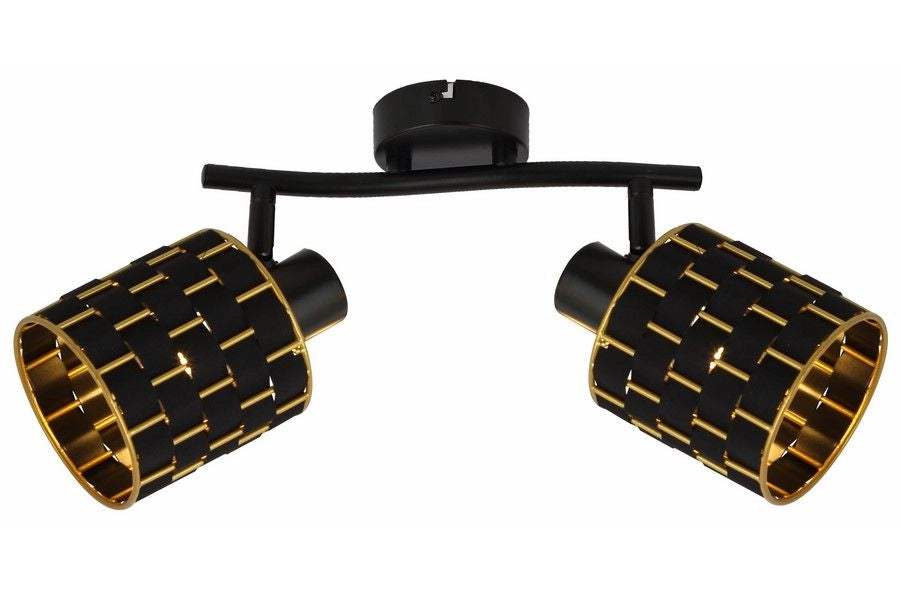 Plafoniera nera metallo 2 luci interno oro Thiago Reality