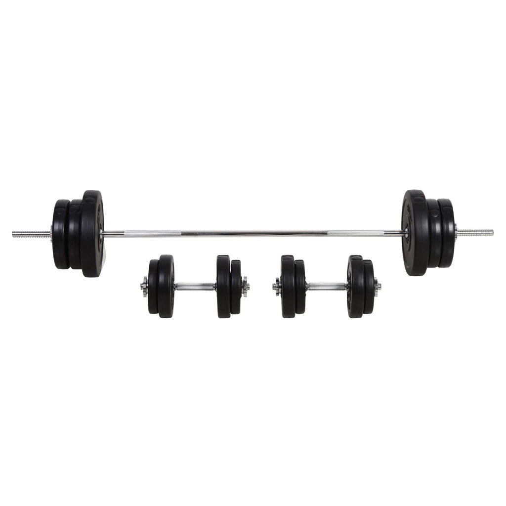 Set Bilanciere 2 Manubri Pesi 14 Dischi