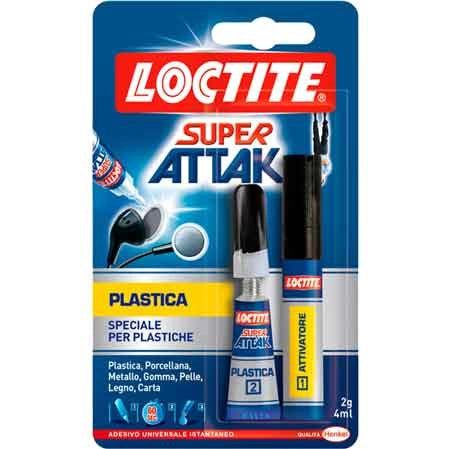 COLLA 'SUPER ATTAK PLASTICA' 2 gr + 4 ml - LOCTITE
