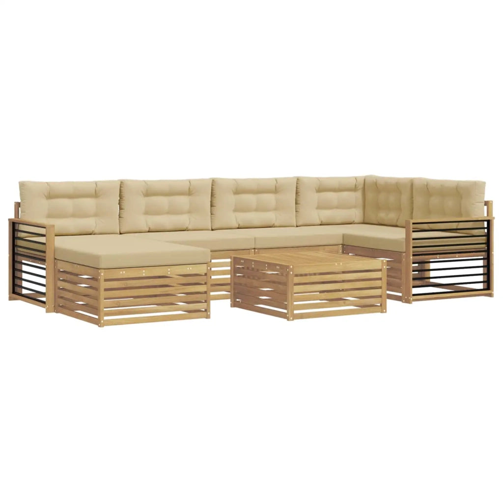 Set di divani da esterno con cuscino 7 pcs Bianco e Beige 3390818