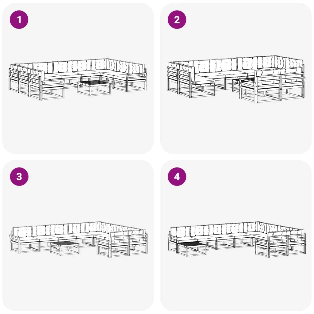 Set di divani da esterno con cuscino 10 pcs Bianco e Beige 3387072